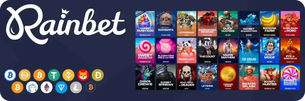Catálogo completo de juegos Rain bet casino