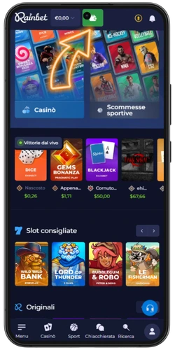 Accedere alla cassa di Rainbet
